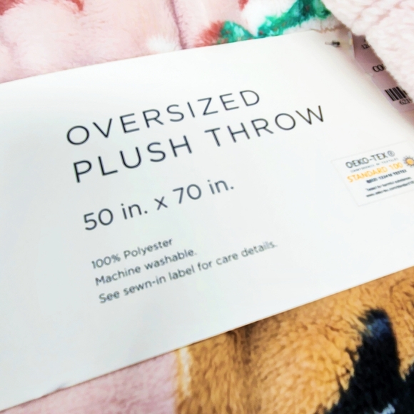 Cute Pink Christmas Cats in Mugs Print Oversized Throw Blanket Love & Warmth NWT - Picture 2 of 3